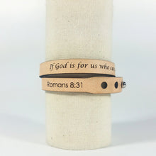 Double Wrap - The Leather Word Bracelet™  Romans 8:31