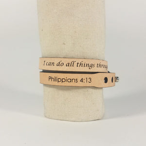 Custom Text Leather WordBracelet  double wrap