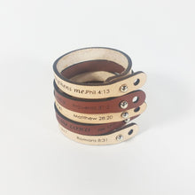 Custom Text Leather WordBracelet  Single wrap